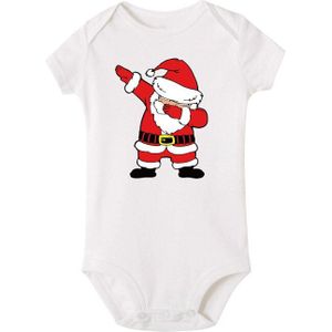 Deppen Santa Grafische Print Baby Bodysuit Leuke Korte Mouw Body Baby Kerst Romper Baby Baby Jongen Meisje Onesie Kleding