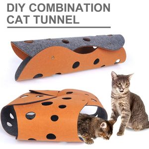 Leuke en praktische Folding wasbare kat tunnel wol interactieve voelde kat tunnel vier seizoenen indoor kitten outdoor speelgoed
