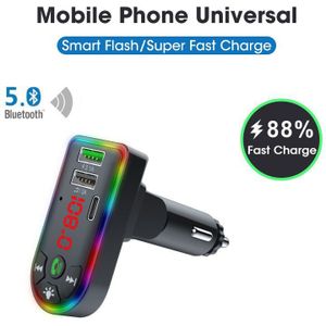 Bluetooth-Compatibele Versie 5.0 Fm-zender Auto Ontvanger Handsfree Mobiele Telefoon Navigatie Call Dual Usb Snel Opladen