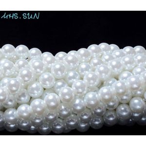 Mhs. Zon 3 Mm-16 Mm Losse Imitatie Glas Parel Pure Witte Ronde Parel Kralen Voor Sieraden Maken Spacer Parel kralen Diy Hand Craft