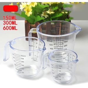 150/300 / 600 Ml Plastic Maatbeker Transparante Schaal Sample Transparant Cup Giet 3 Maten Meten Apparaat