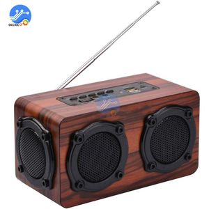Draagbare Houten Draadloze Bluetooth Speaker Retro Stereo Subwoofer Hifi Fm Radio Usb Tf Aux Voor Outdoor Thuis Desktop Speaker
