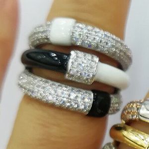 Godki Trendy 3Bands Mix Big Statement Ring Voor Vrouwen Cubic Zirkoon Vinger Ringen Kralen Charm Ring Bohemian strand Sieraden