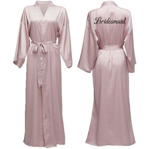 Mauve Satijn Chiffon Gewaden Lange Robes Lange Mouwen Custom Bruidsmeisje Gewaden Bruid Gewaad Vrouwen Lange Bridal Wedding Badjas