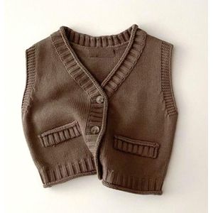 2022 Herfst Baby Boy Gebreide Jas Mouwloze Jas Tops Kids Knitwear Single Breasted Vest Jassen Kinderen Bovenkleding 9M-3T