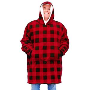 Mugoyrt Plaid Print Lui Deken Voor Kinderen Ouders Wrm Trui Hooded Casual Homewear Lui Tv Deken Zacht Materiaal