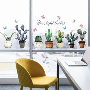 Creatieve Cactus Bonsai Ingemaakte Vlinder Bloem Planten Muurstickers Woonkamer Keuken Venster Decoratieve Home Decor Decal