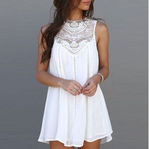 Moederschap Voor Vrouwen Zomer Jurk Casual Losse Charmant Mouwloos Lace Jurk O Hals Mini Jurken Zonnejurk Wit