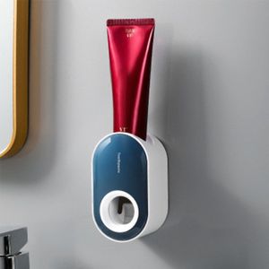 Tandpasta Dispenser Badkamer Tandenborstelhouder Accessoires Set Voor Badkamer Mount Automatische Knijper Snelle Wandmontage