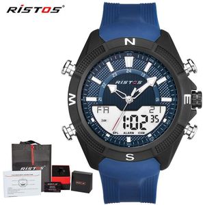 Ristos Mannelijke Chronograaf Relojes Masculino Hombresilicone Band Mannen Sport Horloges Analoge Multifunctionele Horloge