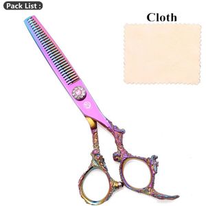 Haar Schaar Regenboog Paarse Draak 6 "Japan 440C 9005 # Kapper Dunner Schaar Kapper Kappers Schaar Haar Snijden Schaar