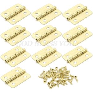 10Pcs Keukenkast Deur Scharnieren Meubels Accessoires 4 Gaten Gold Lade Scharnieren Voor Sieraden Dozen Meubelbeslag 18x16mm