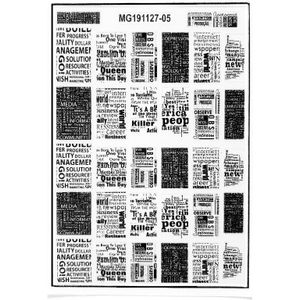 1 Vel Nail Sticker Zwart En Wit Krant Patronen Zelfklevende Leuke Nail Art Decals Diy 3D Decoratie nail Art