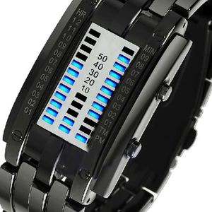 Populaire Luxe Mannen Vrouwen Creatieve Rvs Led Datum Armband Binaire Horloge