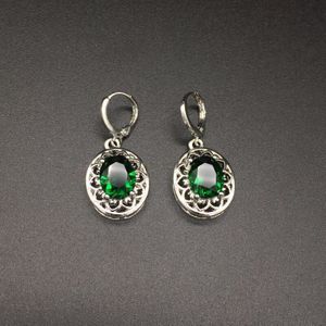 Huisept Vintage Oorbellen 925 Zilveren Sieraden Met Emerald Ruby Gemstone Oorbellen Ornamenten Voor Vrouwen Wedding Party