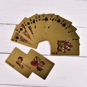 1 Set Hoogwaardige Gold Foil Plated Poker Card Familie Voldoen Games Goudfolie Speelkaarten Texas Hold'em Poker grappige