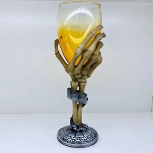 3D Carving Fijne Gouden Glasdrinkbeker Ghost Skull Base Resin Skeleton Grote Clutch Cup Wijn Geesten