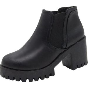 Mode Lente Herfst Platform Enkellaars Vrouwen Dikke Hak Platform Laarzen Dames Laarzen Met Studded Lage Blok Schoenen