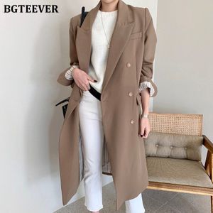 Bgteever Dames Elegante Losse Double Breasted Windjack Chic Notched Kraag Met Lange Mouwen Vrouwen Geul Jassen Herfst Winter