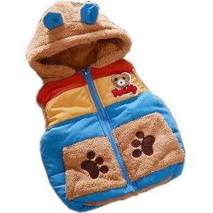 Baby Jongens Meisjes Winter Jas Kinderen Warm Vest Kinderen Dikker Bovenkleding Jas Mode Cartoon Hooded 3 Kleuren