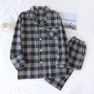 Katoen Flanel Mannen Pyjama Pak Voor Lente En Herfst Katoen Homewear Mannen Lange Mouwen Broek Suits Mannen nachtkleding