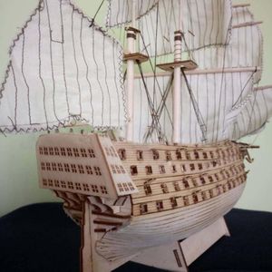 Diy Hout Gemonteerd Overwinning Koninklijke Marine Zeilboot Modeling Toy Decoratie Kids Adult Stress Handwerk Model Speelgoed