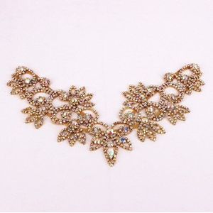 Gold Ab Crystal kraag Strass naaien-op ketting versiering voor Trouwjurk Rok Knippert Kleding Accessoires