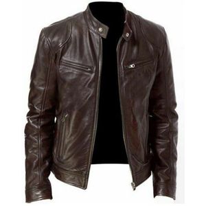 Mannen Lente Motorfiets Causale Vintage Leren Jas Jas Mannen Outfit Mode Rits Pu Koele Leren Jas