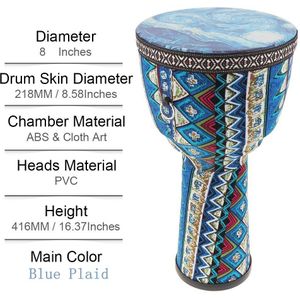 Drums 8 Inch Afrikaanse Djembe Trommel Kleurrijke Doek Art Abs Vat Pvc Huid Kinderen Handtrommel Percussie Instrumenten