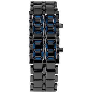 Herenhorloge Volledig Metalen Digitale Lava Polshorloge Iron Metalen Rode Led Blauw Led Samurai Voor Mannen Jongen Sport Jurk horloges Reloj Hombre