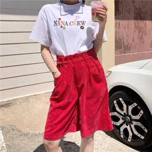 Nomikuma Zomer Vrouwen Shorts Hoge Taille Effen Kleur Corduroy Straight Korte Broek Vrouwelijke Koreaanse Casual Mode 3a713