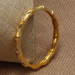 24K Dubai India Ethiopische Bamboe Yellow Solid Gold Filled Mooie Armbanden Voor Vrouwen Meisjes Party Sieraden Bangles & Armband