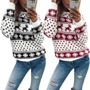 Womens Dames RENDIER & SNEEUWVLOK Print Kerst Gebreide Lange Sweatshirt Jumper