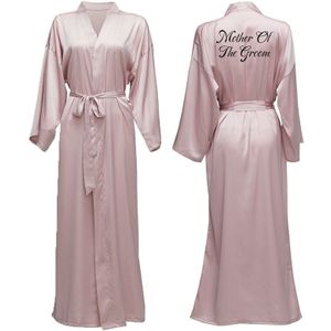 Mauve Satijn Chiffon Gewaden Lange Robes Lange Mouwen Custom Bruidsmeisje Gewaden Bruid Gewaad Vrouwen Lange Bridal Wedding Badjas