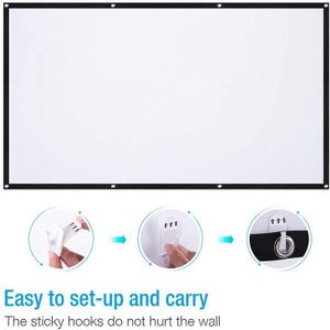 16:9 Draagbare Opvouwbare 120 Inch Hd Projector Sn Wandmontage Home Theater Projectie Sn Canvas Voor Thuis Outdoor