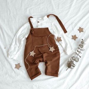 0-18 m Pasgeboren Kids Baby Romper Jongen Meisje Solid Plain Romper Elegante Mouw minder Bib Overalls Leuke mooie mode Outfits Kleding