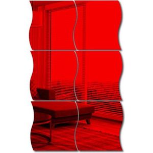 6Pcs Spiegel Muurstickers 3D Wave Vierkante Zelfklevende Decals Voor Woonkamer Diy Spiegel Muurschildering Moderne Kunst Thuis decor