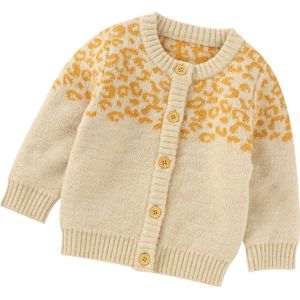 Herfst Winter Warm Peuter Baby Vest Jassen Luipaard Print Trui Lange Mouwen Button-Up Gebreide Baby Meisjes Jongens Tops