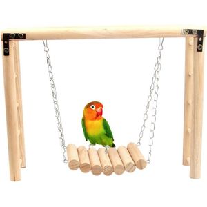 Vogel Houten Opknoping Swing Set Papegaai Klimmen Ladder Kooi Speeltuin Chew Speelgoed 11UA