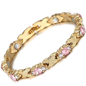 Goud Kleur Wit Roze Kleurrijke Crystal Magnetische Armbanden Voor Vrouwen Gezondheid Link Chain Armbanden Sieraden