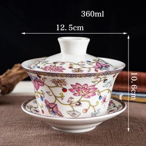 Chinese Teaset Keramische Gaiwan Jingdezhen Blauw En Wit Porcelian Thee Kop En Schotel Set Thee Terrine Kom Theewaar Thuis Drinkware