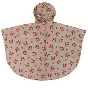 poncho regenjas voor kinderen FIT 4 ~ 14 jaar oude Regenjassen voor Kinderen Cherry patroon Regenkleding & Blauw, Beige