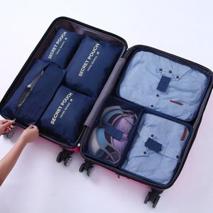 1 Set 7Pcs Oxford Doek Reizen Netje In Koffer Bagage Organizer Verpakking Cube Organiser Voor Kleding afwerking