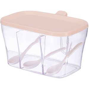 Keuken Specerij Opslag Koken Spicejar Kruiden Doos Duurzaam Desktop Organizer 3 Compartiment Met Lepel Deksel Transparant