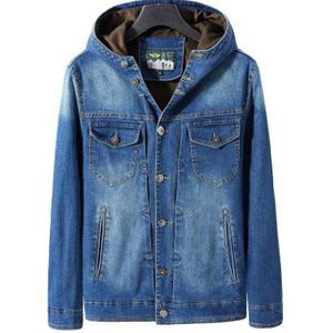 Winter Mannen Hooded Denim Jas Jas Outdoor Casual Mode Losse Fit Outfit Comfortabele Herenkleding Plus Size M-4XL blouse