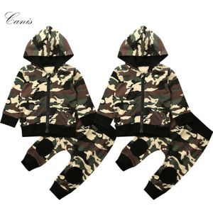 Canis Baby Baby Jongens Camo Gedrukt Kleding Hooded Sweatershirt + Sport Broek Outfits Set Trainingspak