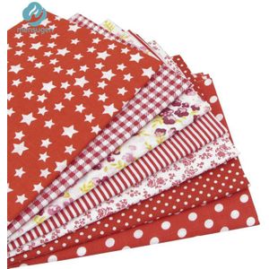 7pcs Red 100% Katoen Patchwork Stof voor DIY Naaien Quilten Tissue Kids Beddengoed Textiel Tilda Pop Doek Stof 50*50cm