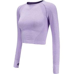 Vrouwen Lange Mouwen Running Shirt Sexy Blootgesteld Navel Yoga T-shirts Effen Kleur Sport Shirts Quick Dry Fitness Gym Tops Sport dragen