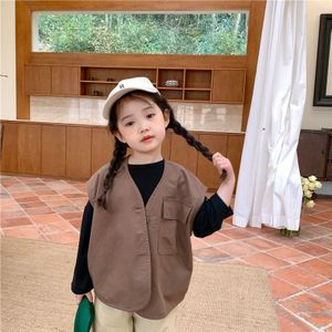 Japan Stijl 3 Kleuren Losse Vesten Jongens En Meisjes Effen Kleur Oversized Casual Vesten
