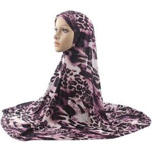 Moslim Vrouwen Meisjes Hijab Islamitische Sjaal Vrouw Amira Cap Volledige Cover Hoofddeksels Soft Stretch Luipaard Patroon